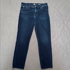 7 For All Mankind Roxanne Ankle Jeans SZ 28 Stretch Skinny Distressed Hem